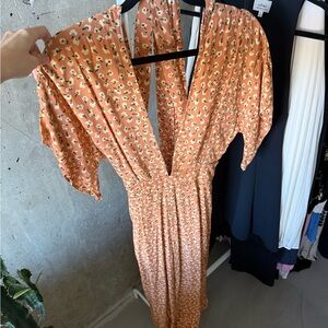 Faithfull the Brand Peach Patterned Maxi Dress